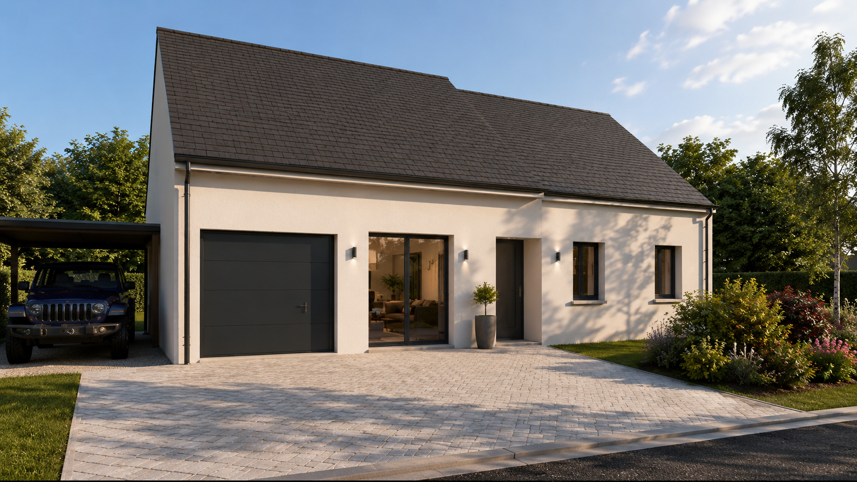 Modèle construction plan maison 3ch 85m2 façade avant