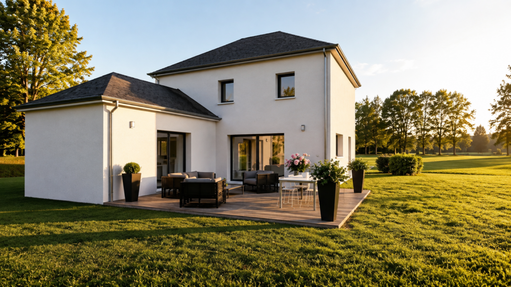 Modèle construction plan maison à étage 4ch 130m2 façade arrière