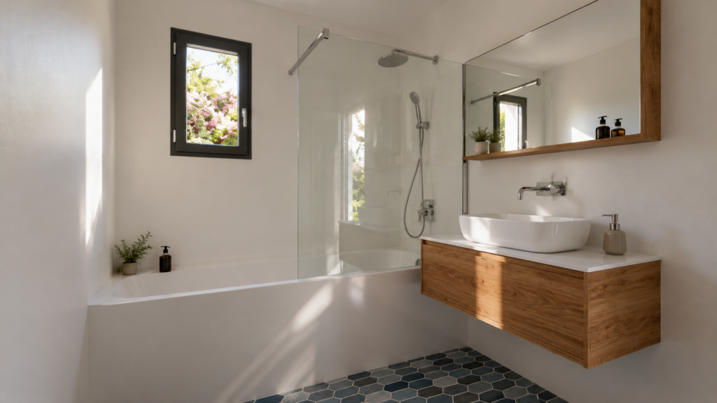Modèle construction plan maison plain pied 4ch 135m2 Salle de bain